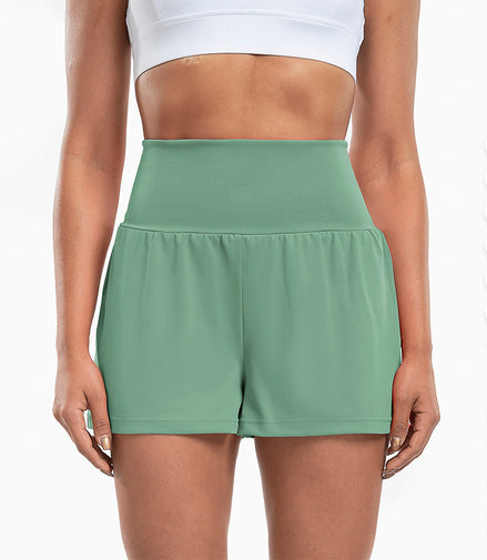 Sports Yoga Shorts High Waist Fake Two-Piece Outdoor Fitness Pants Invisible Dungarees Breathable Quick-Drying Training Wear