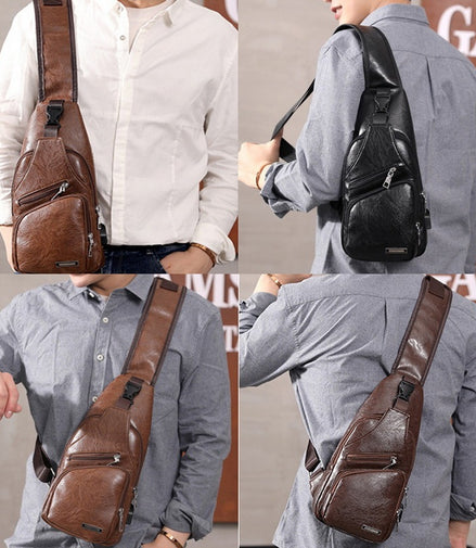 Men USB Charging Bag Men Chest Bag For Custom PU PVC Shoulder Bag Diagonal Package Messenger Travel Bag Cross Body Bags