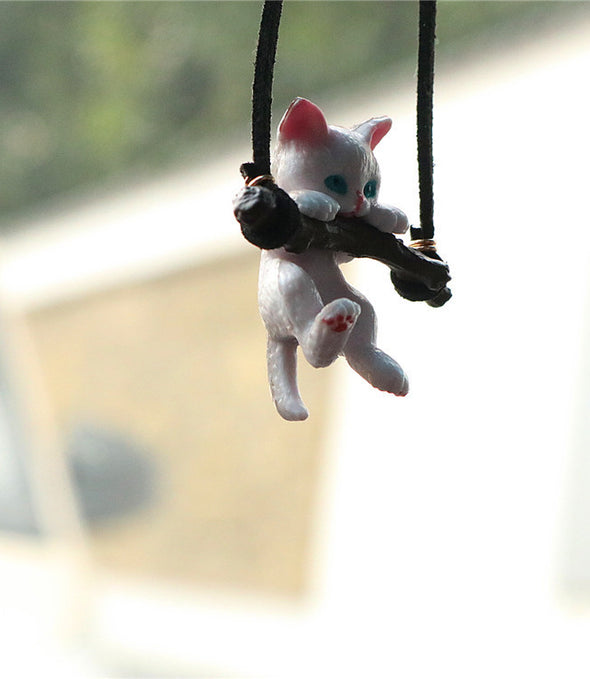 Car Ornaments Creative Cute Branch Cat Rearview Mirror Pendant