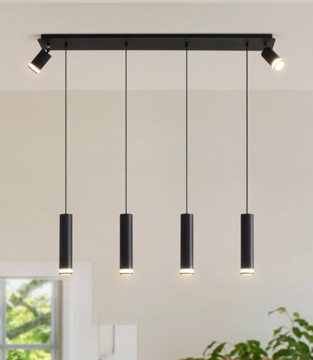 Angelina 6 - Light Matte Black Kitchen Island Pendant No Bulb
