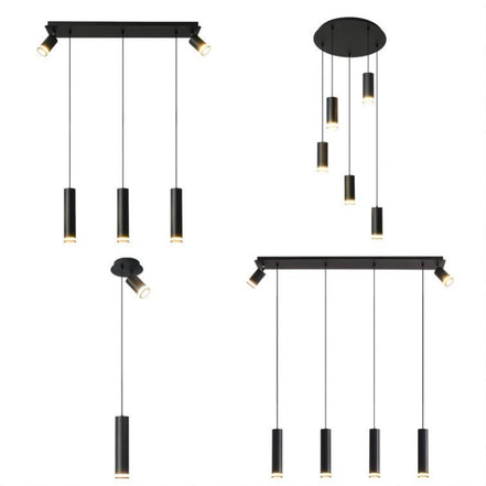 Angelina 6 - Light Matte Black Kitchen Island Pendant No Bulb
