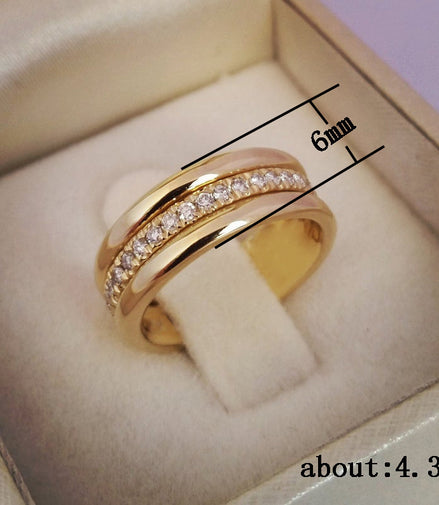 Simple Golden Sliver Rhinestones Ring Copper Plated RIngs Fashion Jewellery