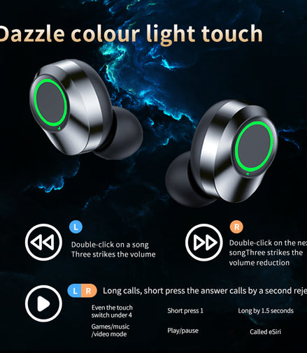 YD03 Wireless Bluetooth-compatible Headset TWS Large Screen Smart Digital Display In Ear Breathing Light
