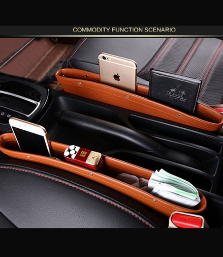 Car Organizer Box Caddy Catcher PU Leather Seat Gap Storage Bag