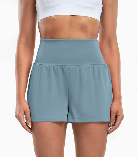 Sports Yoga Shorts High Waist Fake Two-Piece Outdoor Fitness Pants Invisible Dungarees Breathable Quick-Drying Training Wear