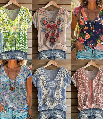 Women's Fashion Printed Short-sleeved T-shirt