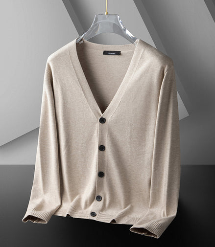Thin Trendy Casual Outdoor Cotton Knitwear Black Sweater