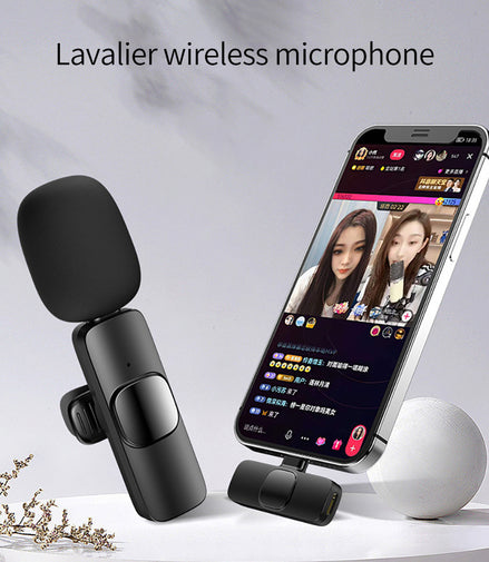 Wireless Lavalier Microphone Portable Audio Video Recording Mini Mic For I Phone Android Long Battery Life Live Broadcast Gaming
