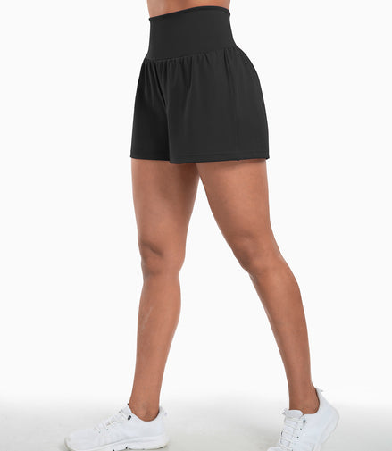 Sports Yoga Shorts High Waist Fake Two-Piece Outdoor Fitness Pants Invisible Dungarees Breathable Quick-Drying Training Wear