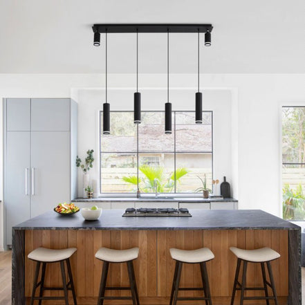 Angelina 6 - Light Matte Black Kitchen Island Pendant No Bulb