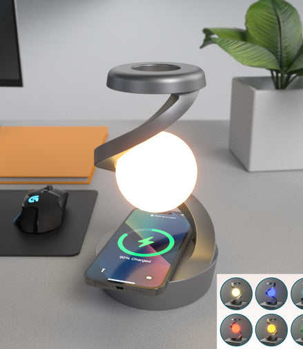 Rotating Moon Desk Lamp With Phone Wireless Charging Sensor Control Table Lamps Decorative Desktop Lamp Small Night Lamp Home Decor