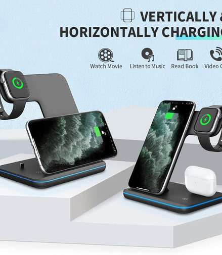 Compatible Mobile Phone Watch Earphone Wireless Charger 3 In 1 Wireless Charger Stand