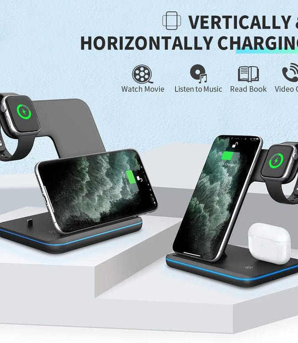 Compatible Mobile Phone Watch Earphone Wireless Charger 3 In 1 Wireless Charger Stand